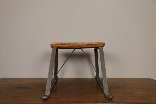 Low Industrial Wood & Iron Stool