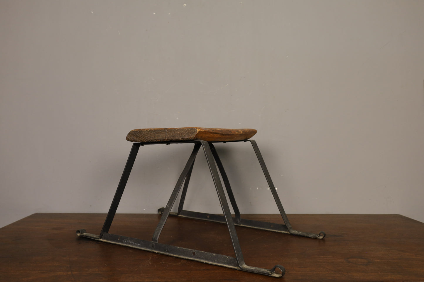 Low Industrial Wood & Iron Stool