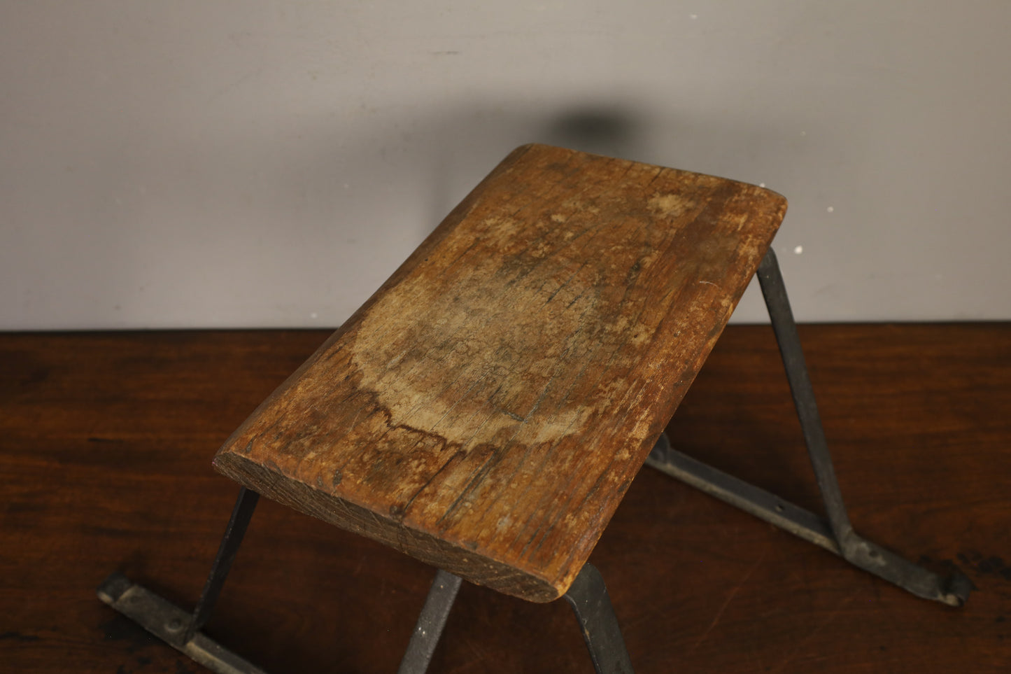 Low Industrial Wood & Iron Stool