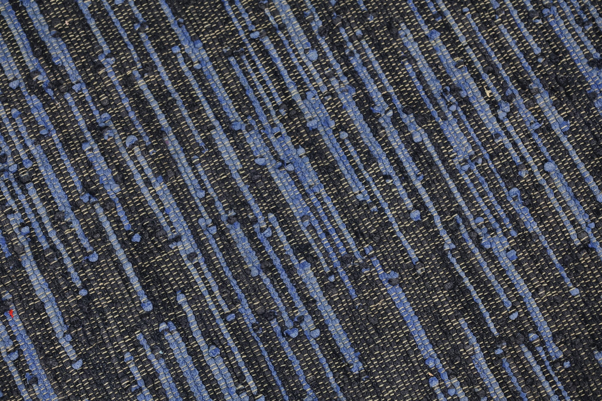 Woven Black & Blue Chindi Runner Rug