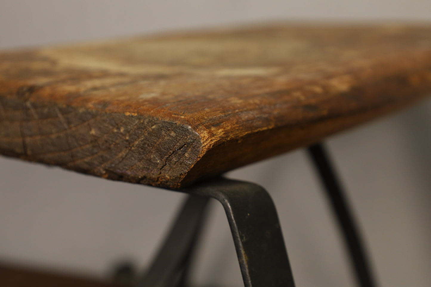 Low Industrial Wood & Iron Stool