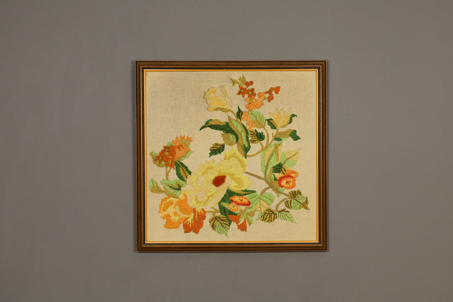 Yellow Gold Embroidered Flowers Art