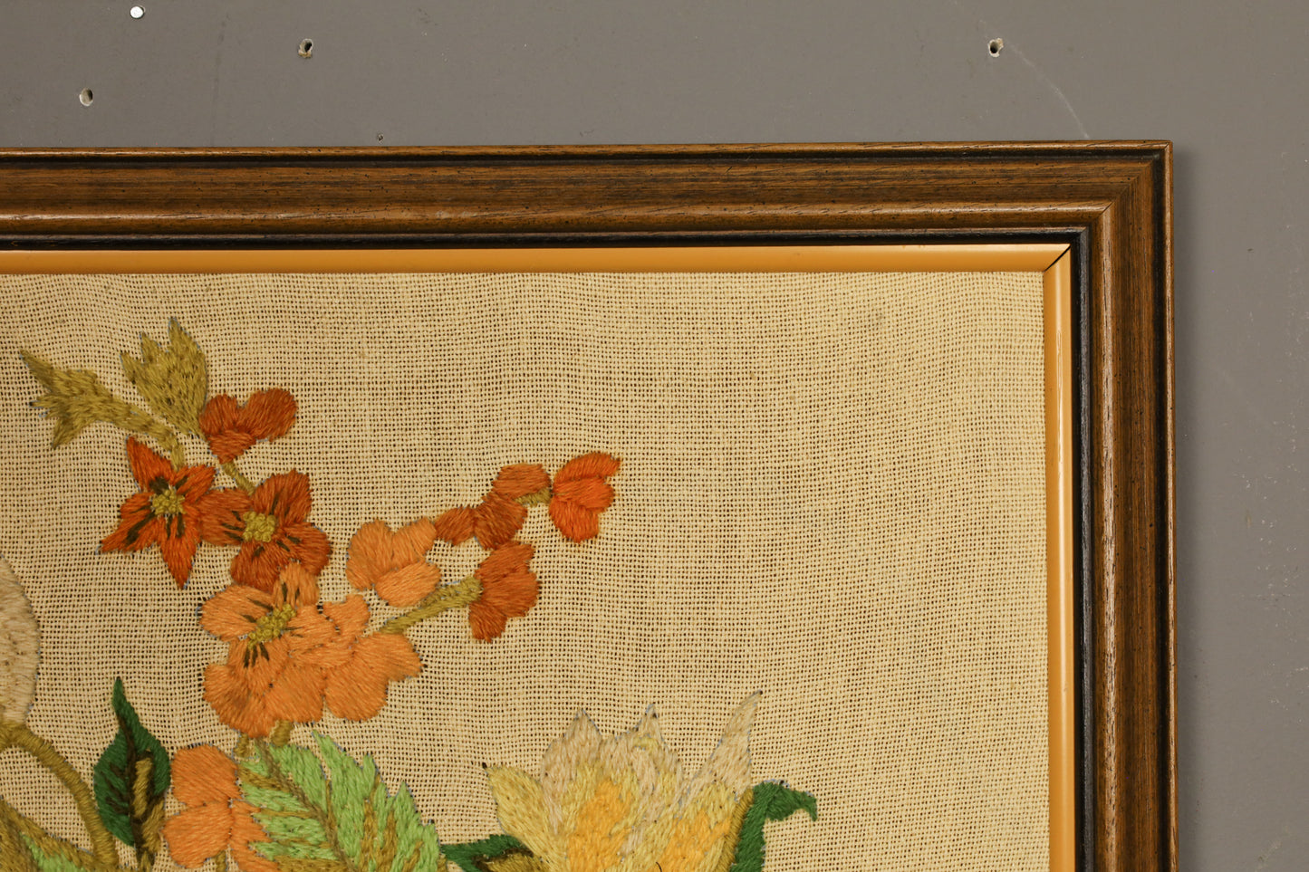 Yellow Gold Embroidered Flowers Art