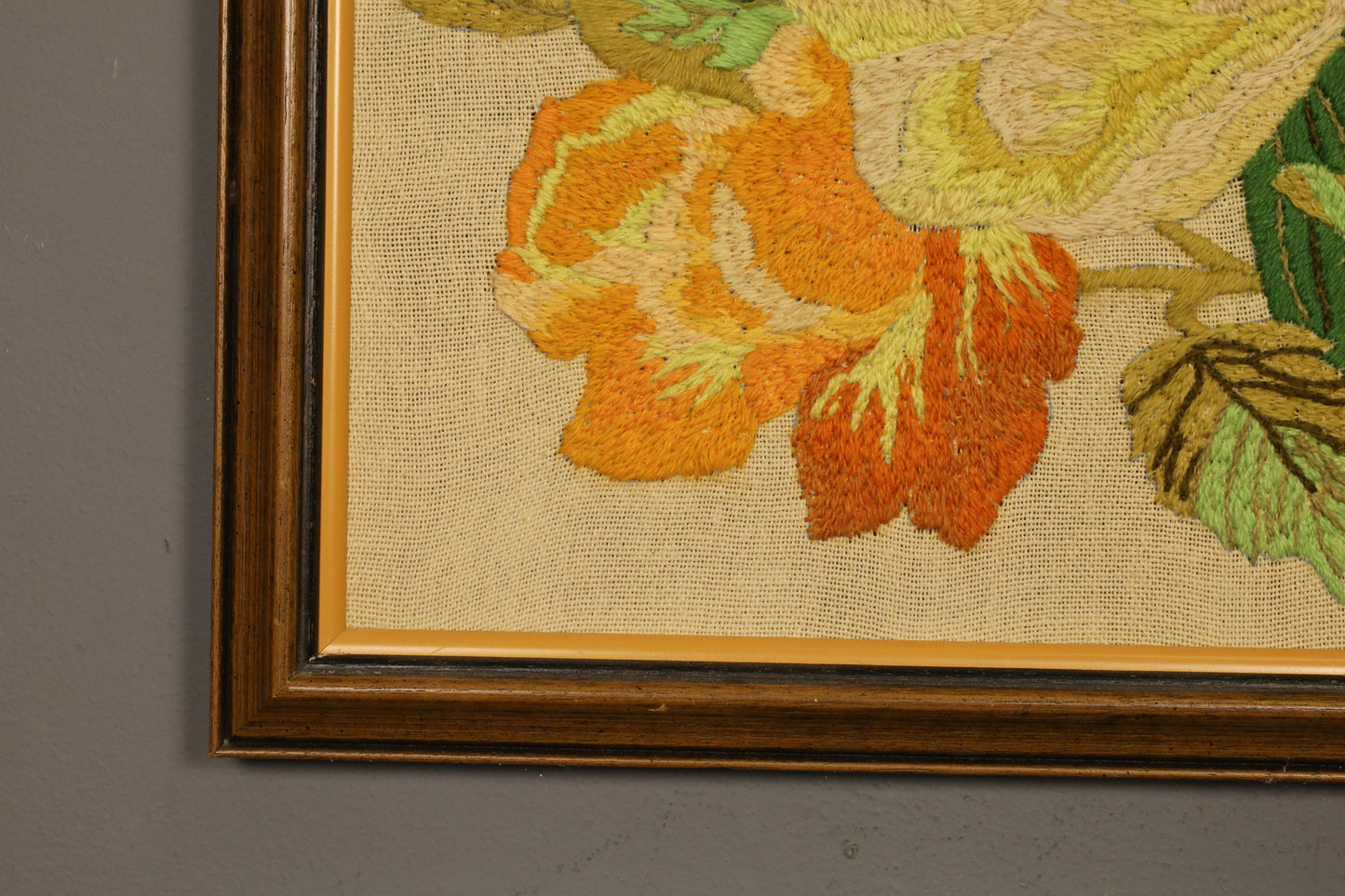 Yellow Gold Embroidered Flowers Art