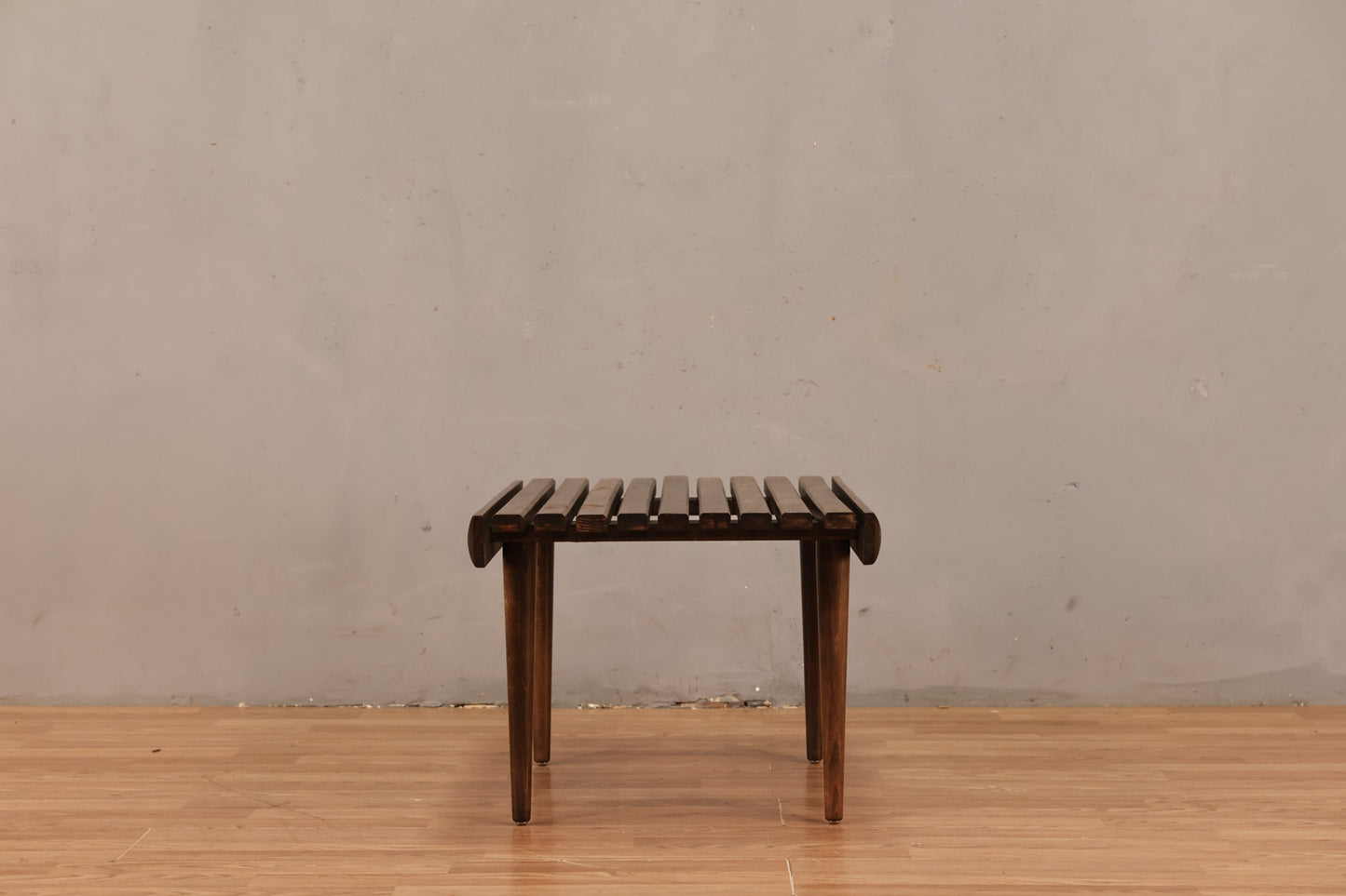 Petite Distressed Walnut Slatted Coffee Table