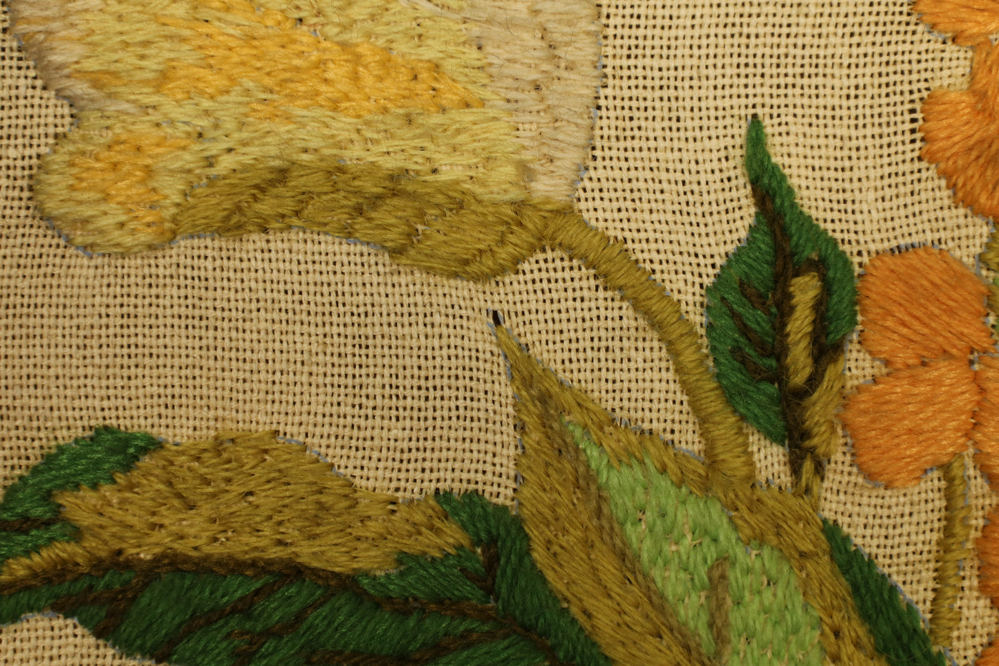 Yellow Gold Embroidered Flowers Art