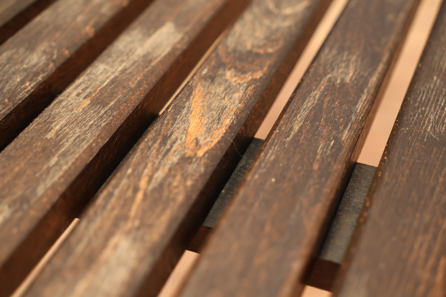 Petite Distressed Walnut Slatted Coffee Table