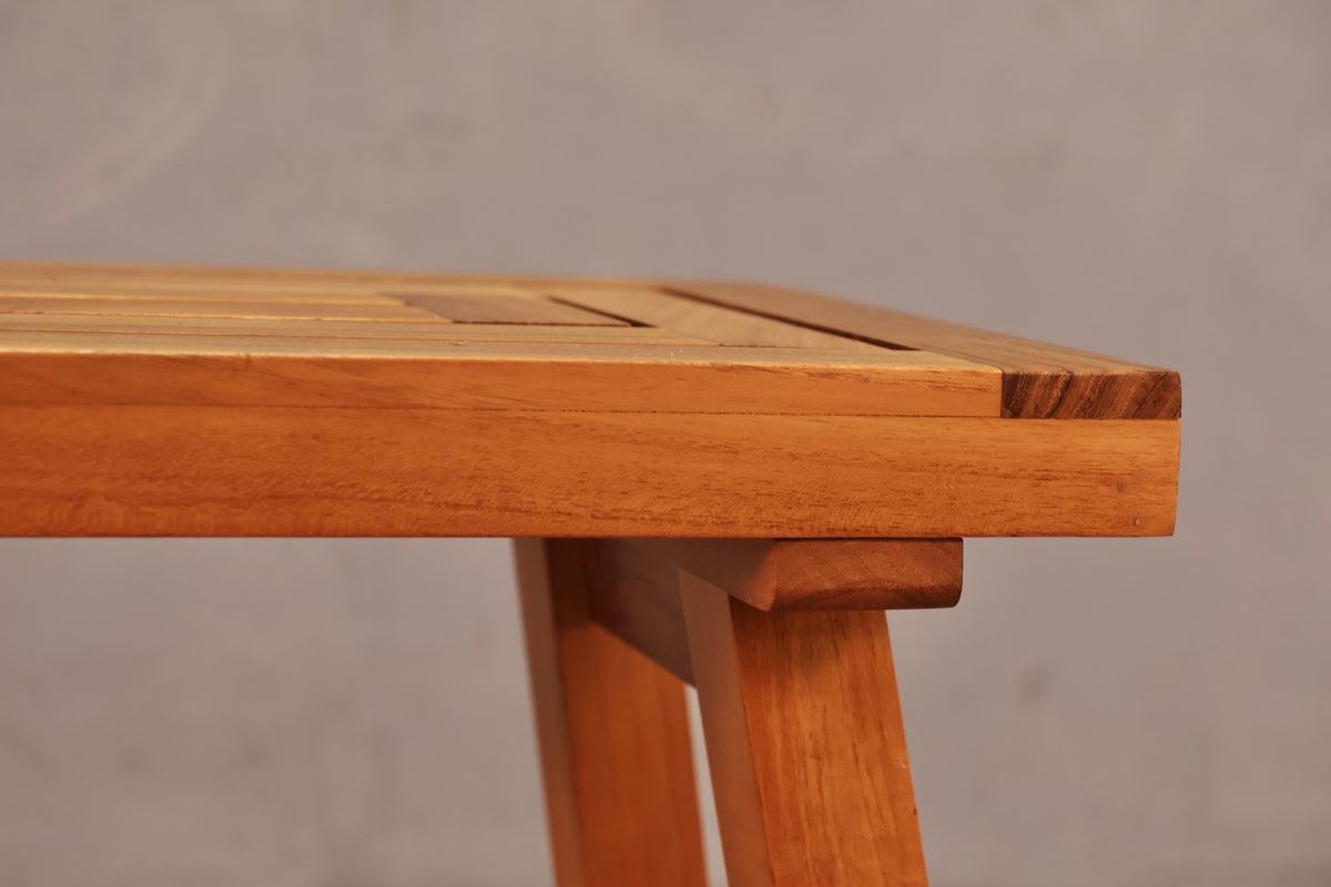 Contemporary Slatted Teak Stool