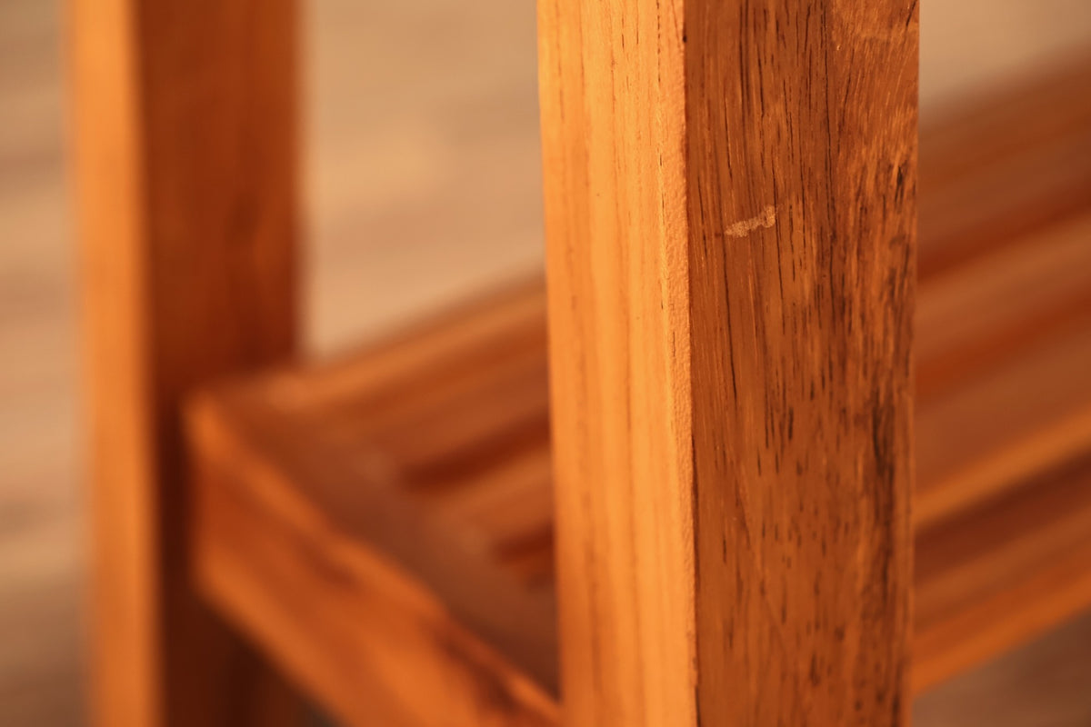 Contemporary Slatted Teak Stool