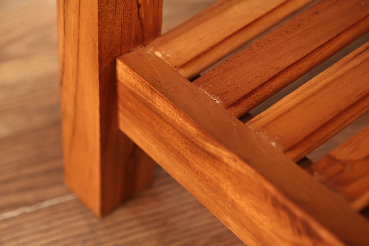 Contemporary Slatted Teak Stool