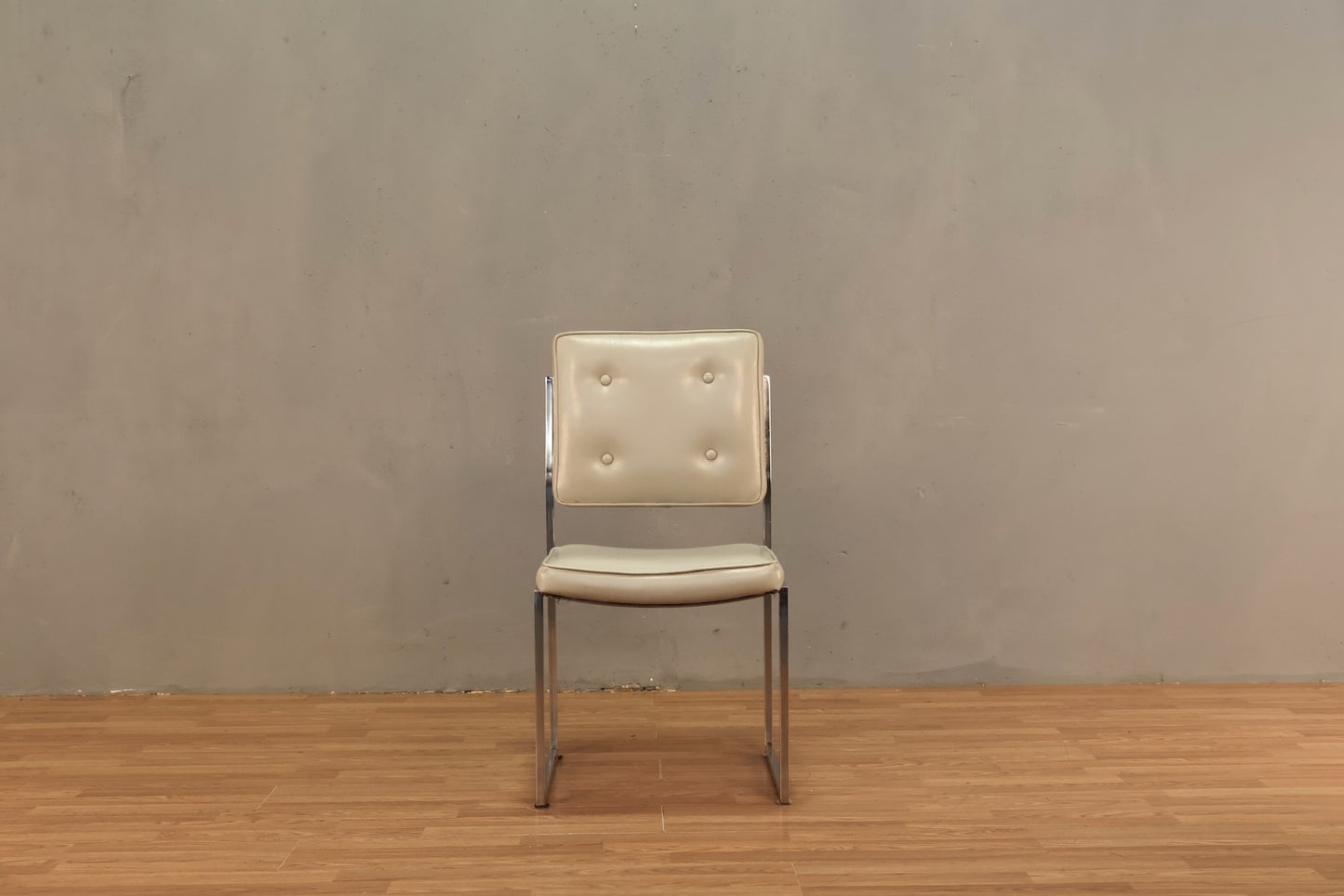 Chrome & White Vinyl Side Chair
