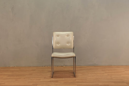 Chrome & White Vinyl Side Chair
