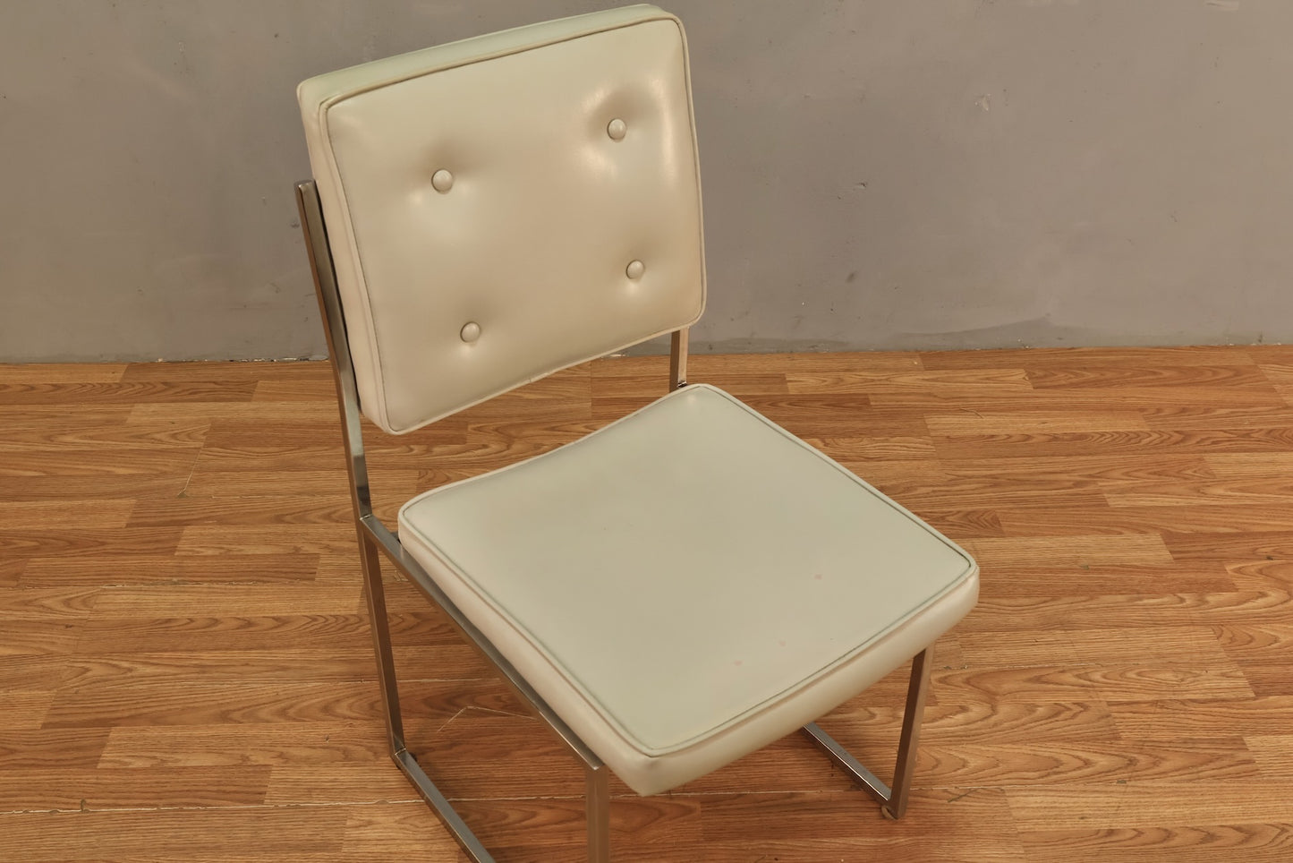 Chrome & White Vinyl Side Chair