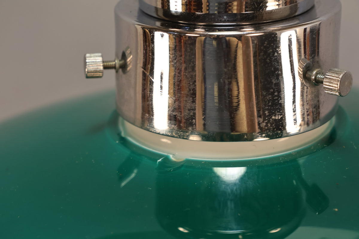 Green Glass & Chrome Swag Lamp