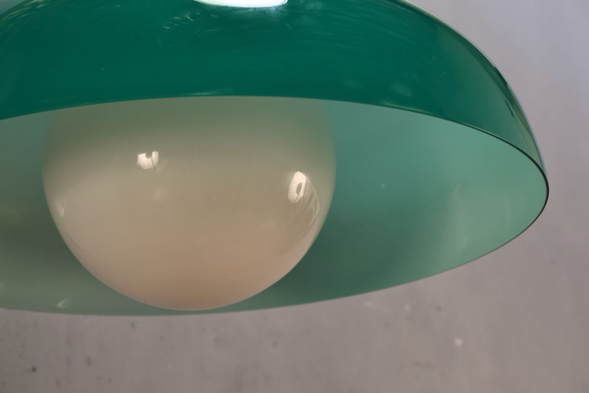 Green Glass & Chrome Swag Lamp
