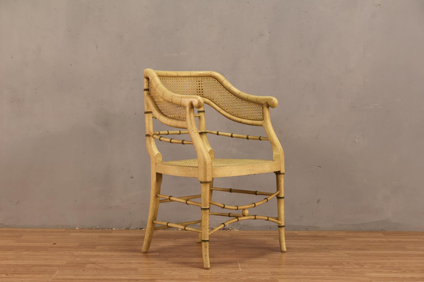 Hollywood Regency Vanilla Cane Armchair - ONLINE ONLY
