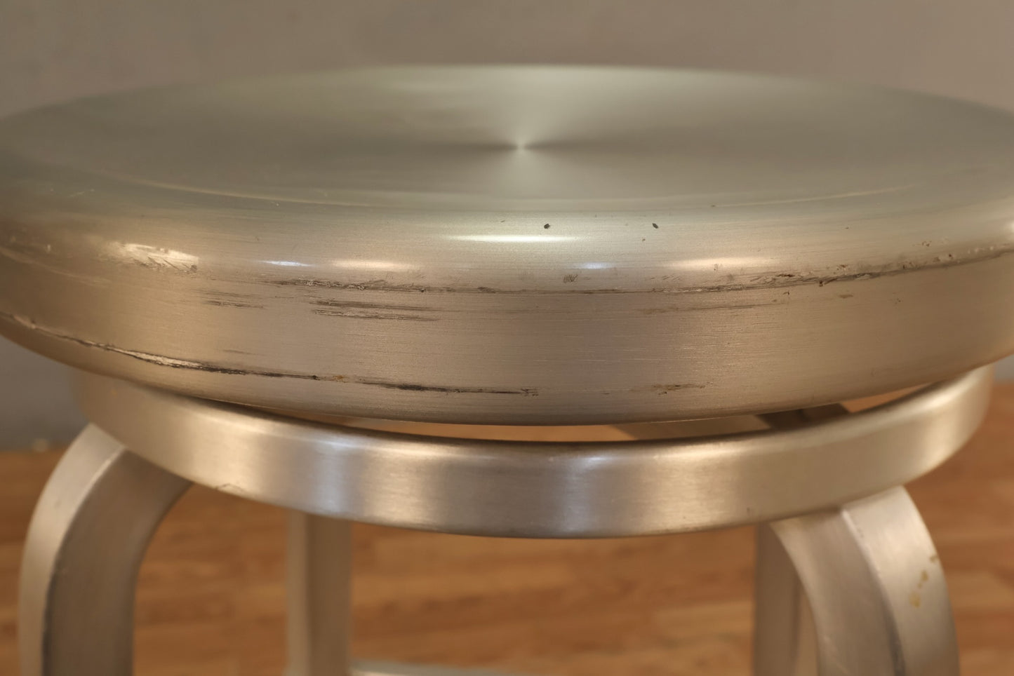 Contemporary Brushed Silver Stool