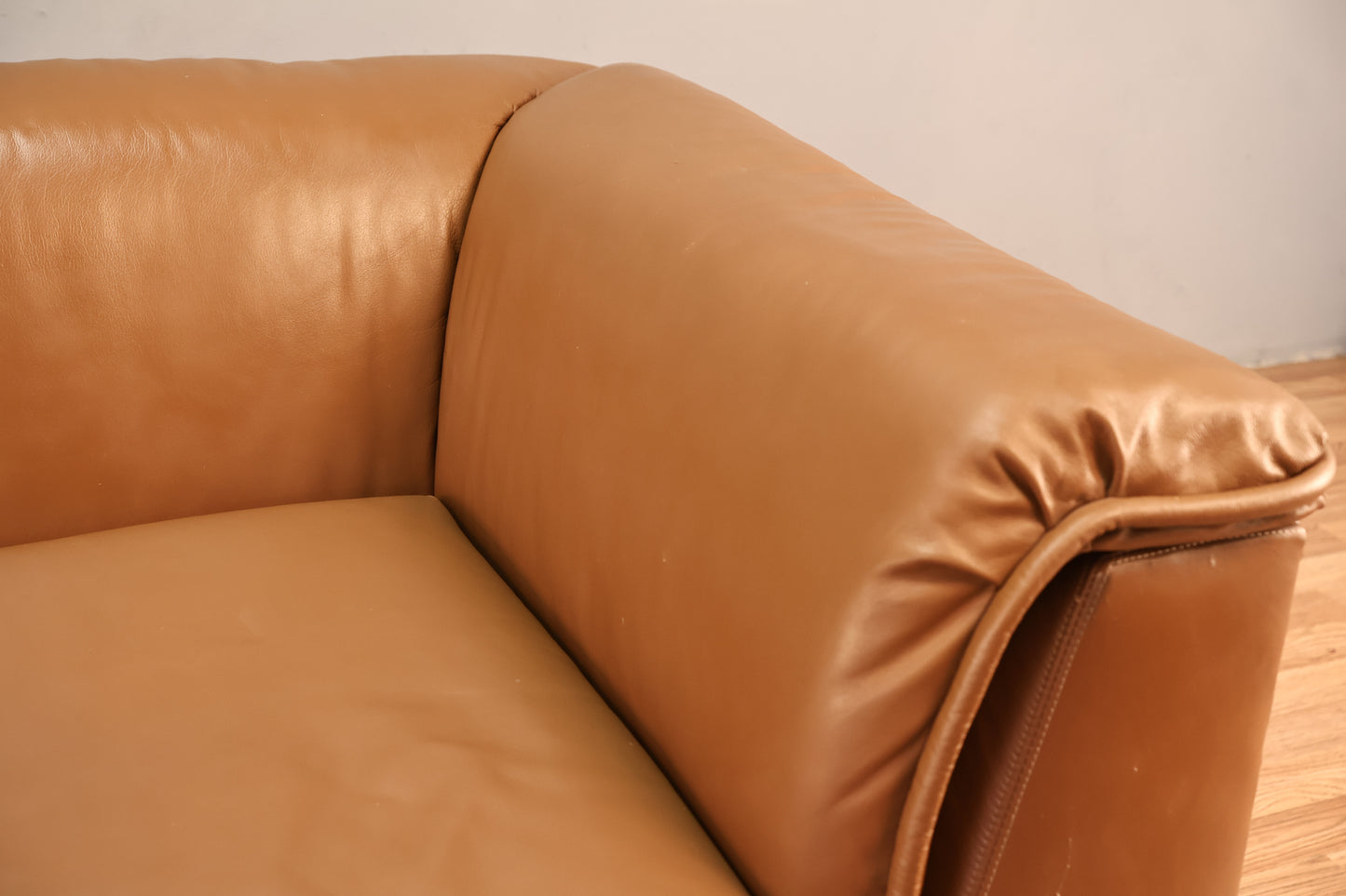 Mocha Leather Sofa - ONLINE ONLY