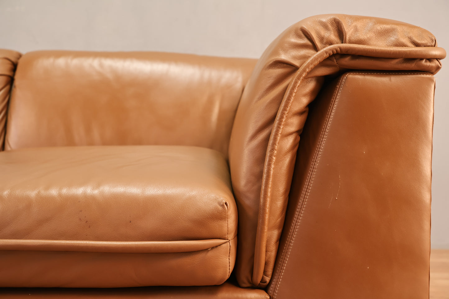 Mocha Leather Sofa - ONLINE ONLY