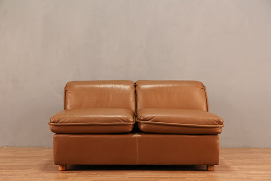 Mocha Leather Loveseat - ONLINE ONLY
