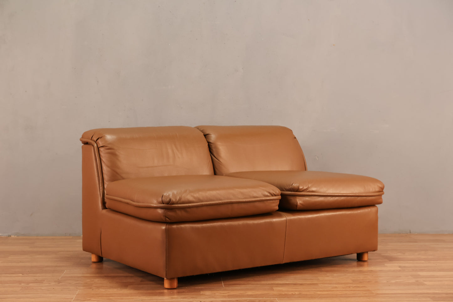 Mocha Leather Loveseat - ONLINE ONLY