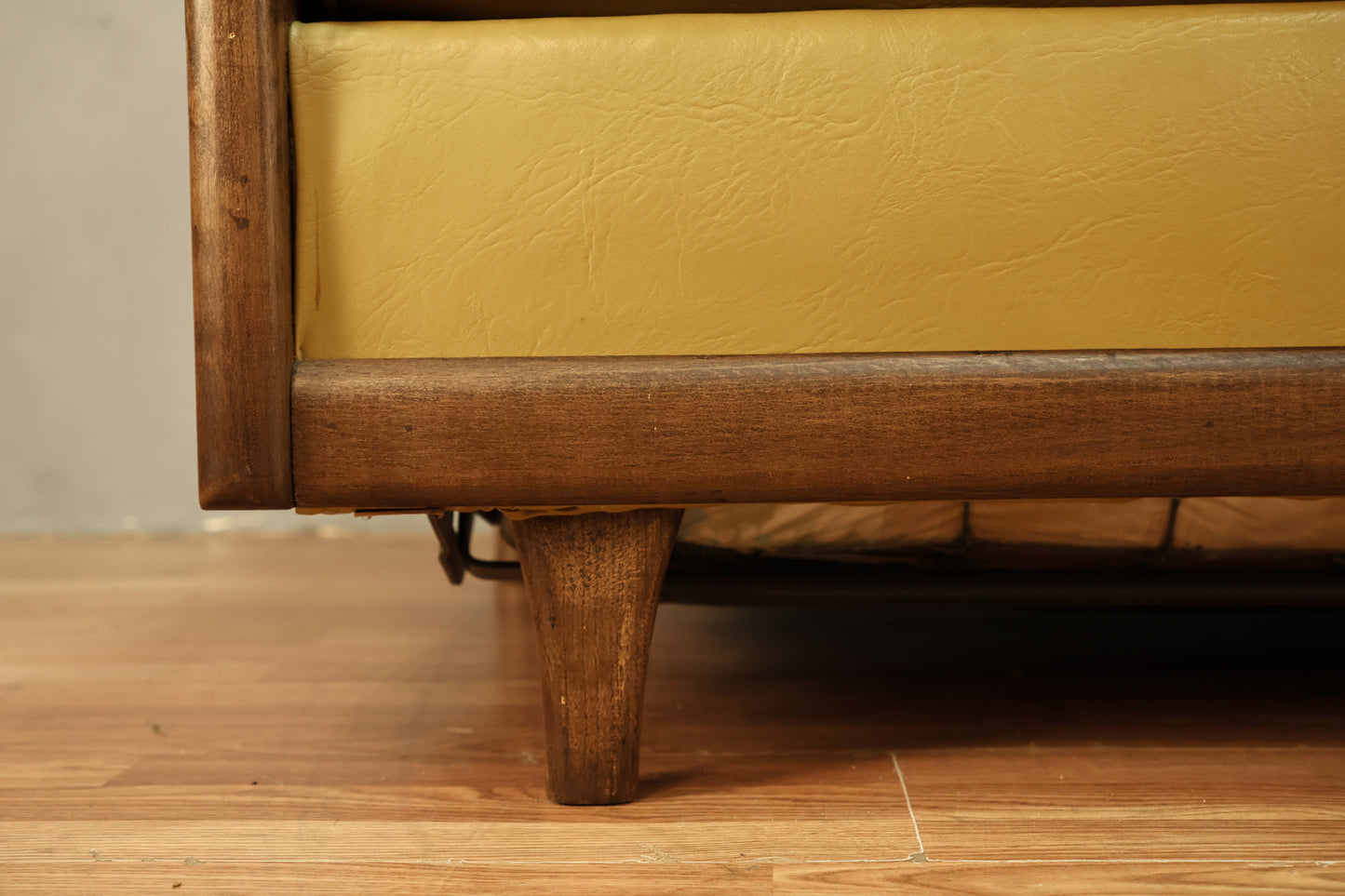 Green-Gold Vinyl Sleeper Sofa