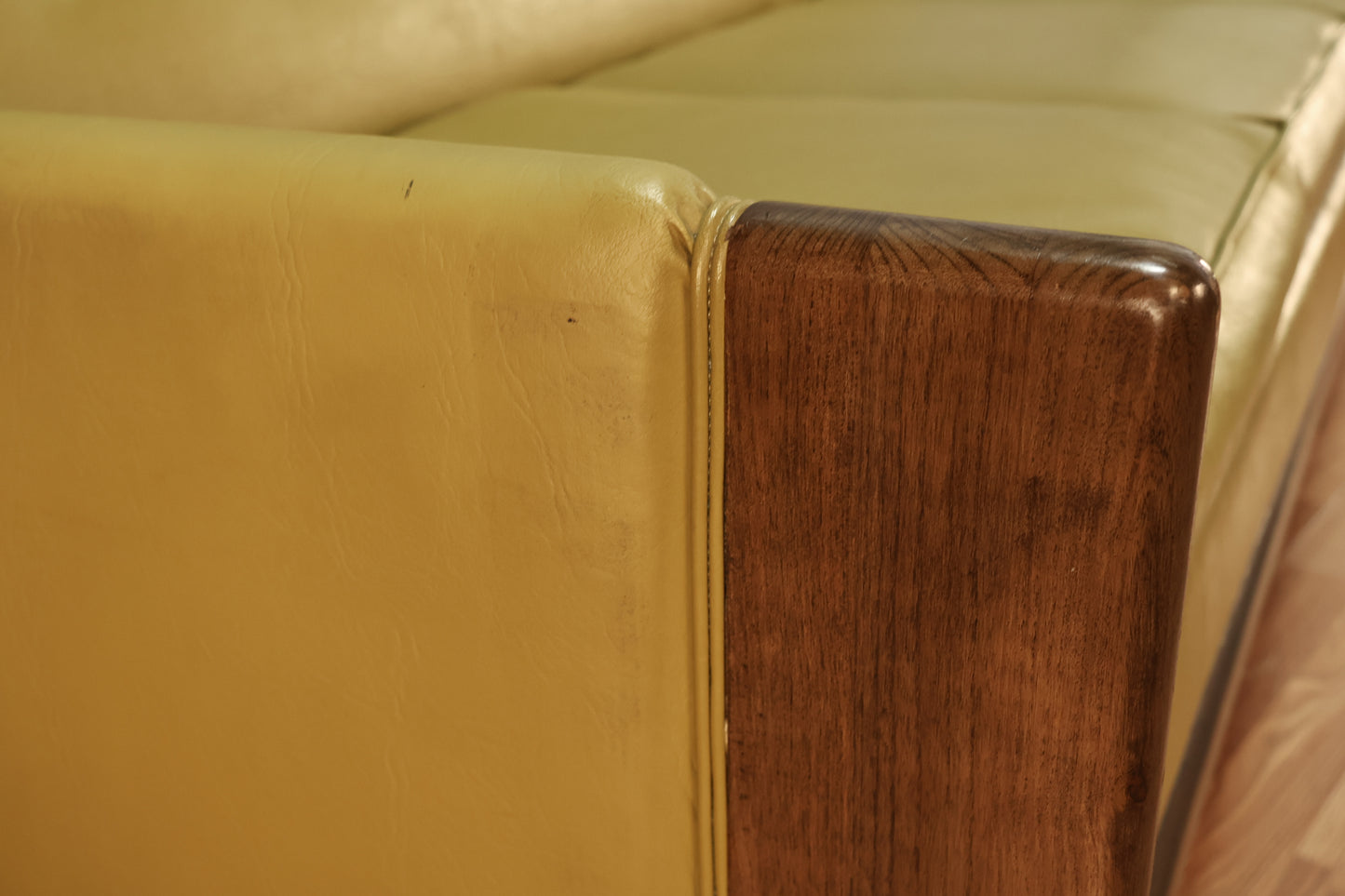 Green-Gold Vinyl Sleeper Sofa