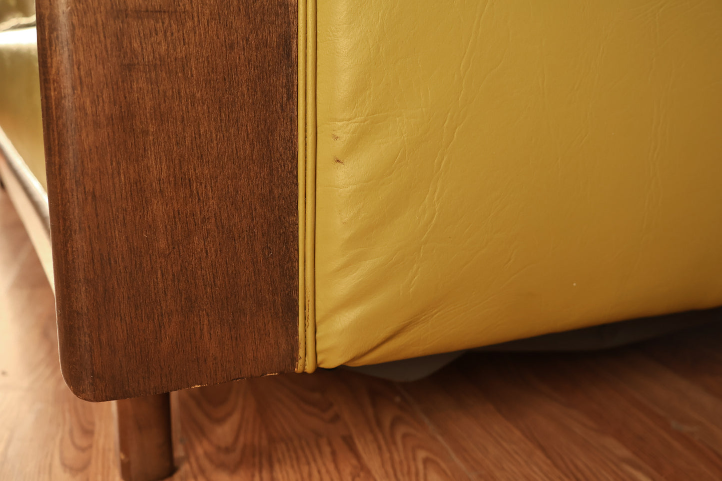 Green-Gold Vinyl Sleeper Sofa