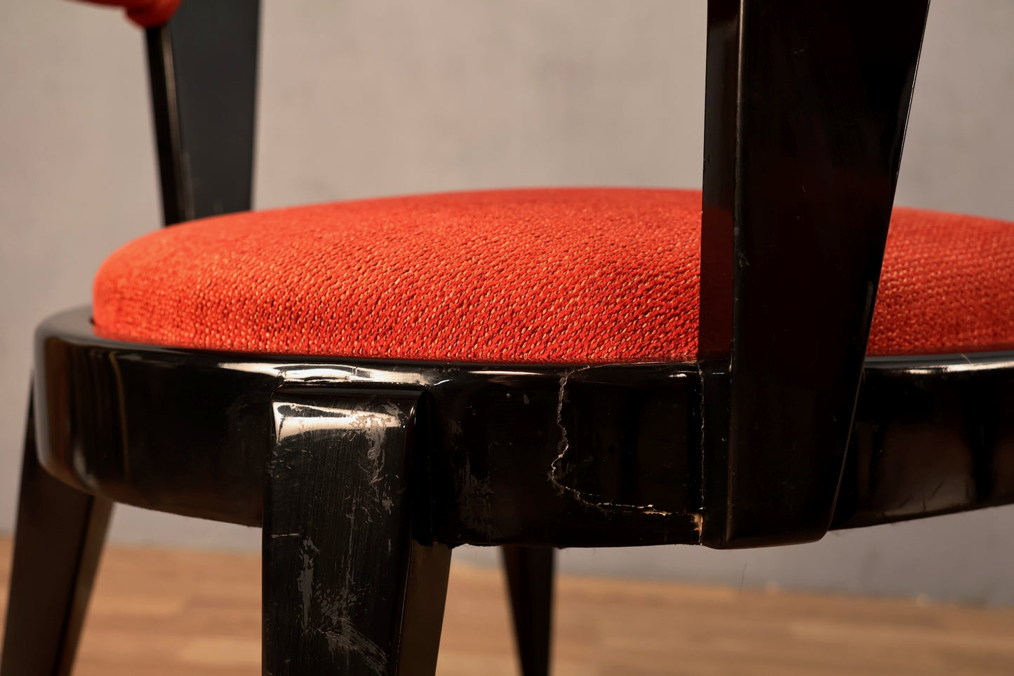 James Mont Black Lacquer & Scarlet Chair