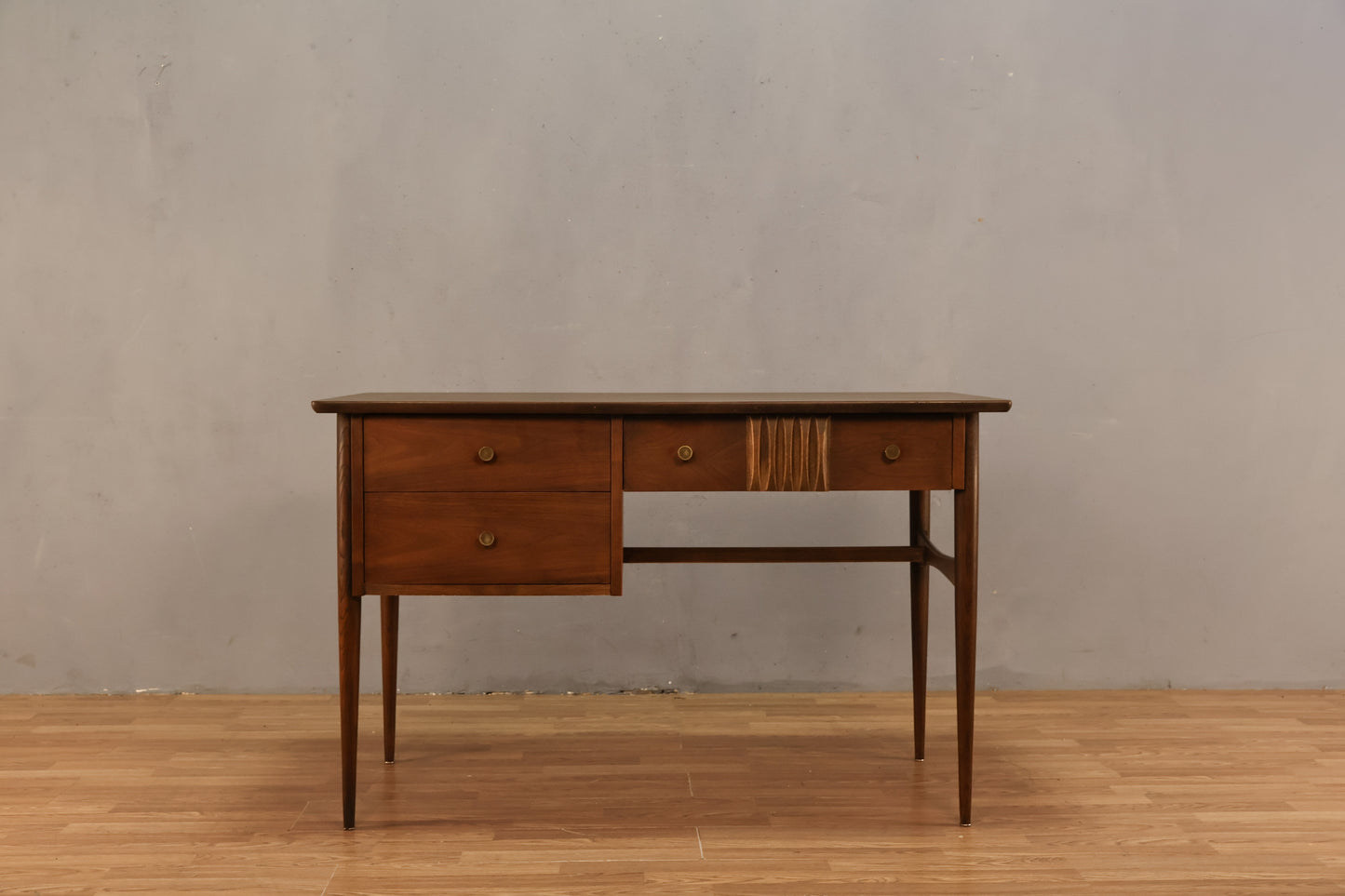 Bassett Walnut & Laminate 3-Drawer Desk - ONLINE ONLY