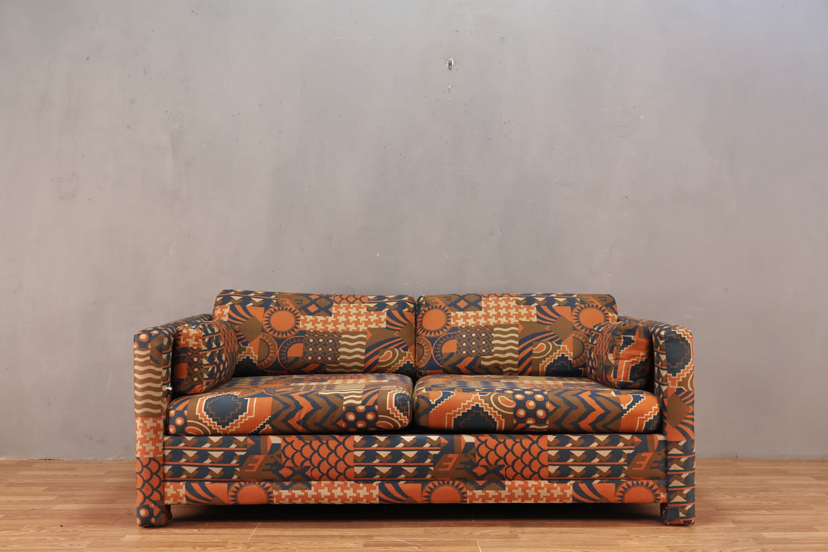 Mid Century "Desert Blues" Sleeper Loveseat - ONLINE ONLY