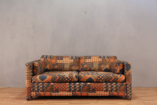 Mid Century "Desert Blues" Sleeper Loveseat