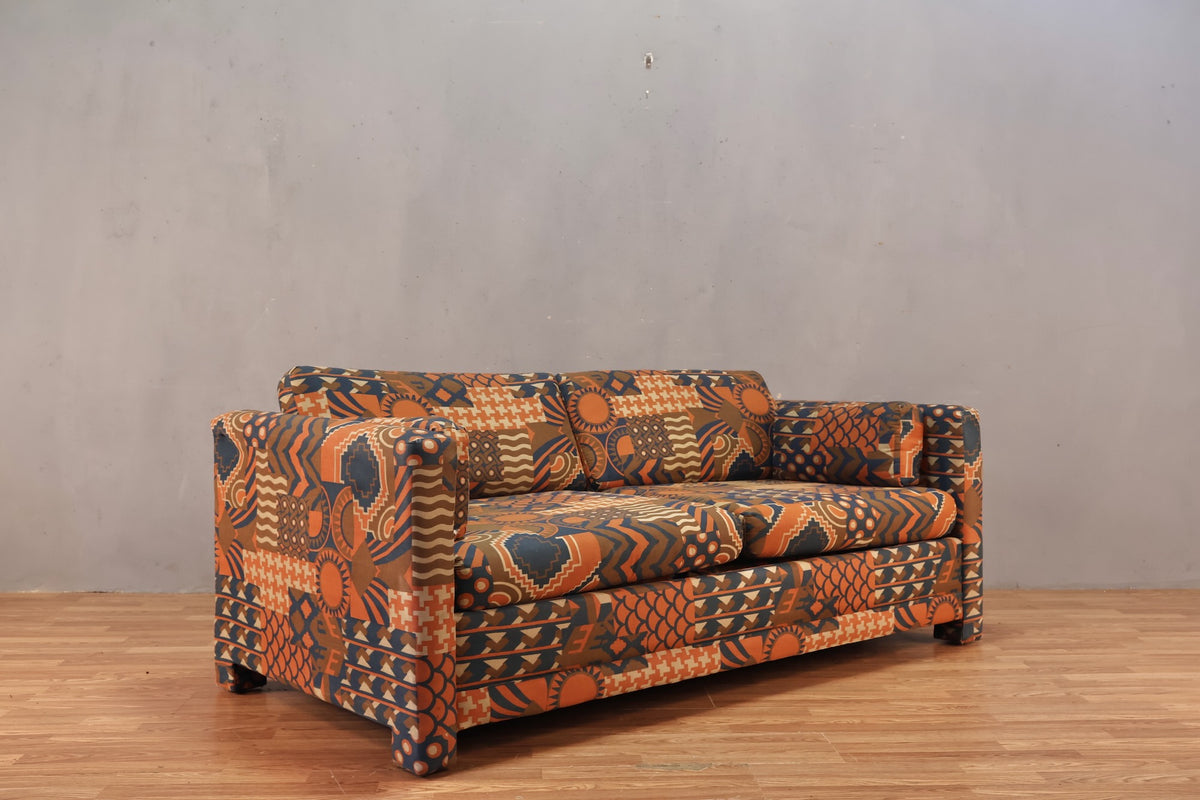 Mid Century "Desert Blues" Sleeper Loveseat - ONLINE ONLY