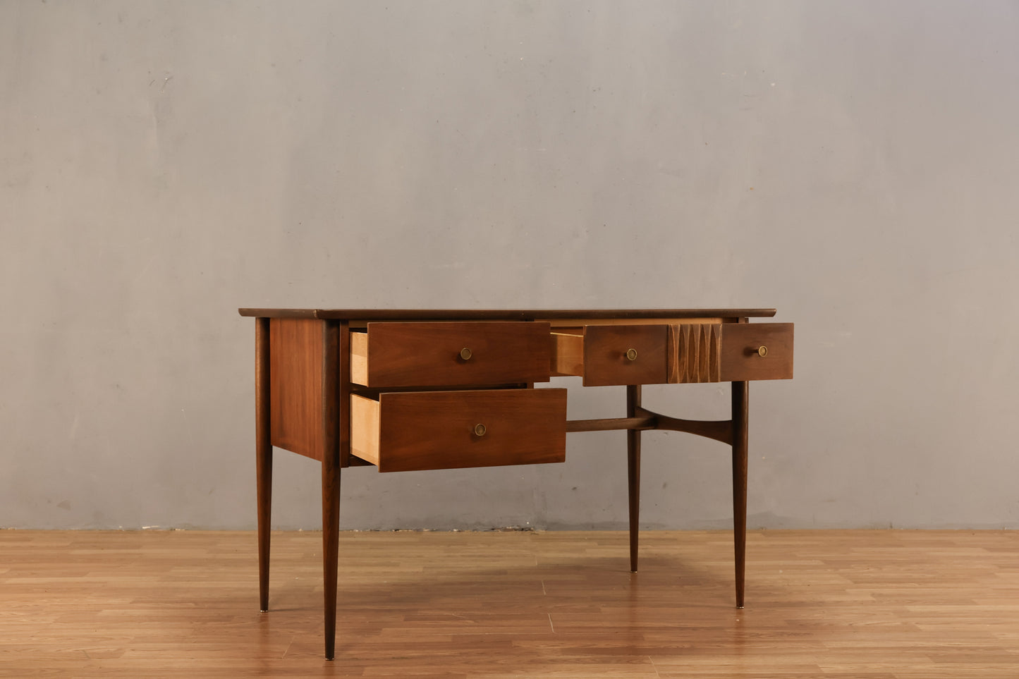 Bassett Walnut & Laminate 3-Drawer Desk - ONLINE ONLY