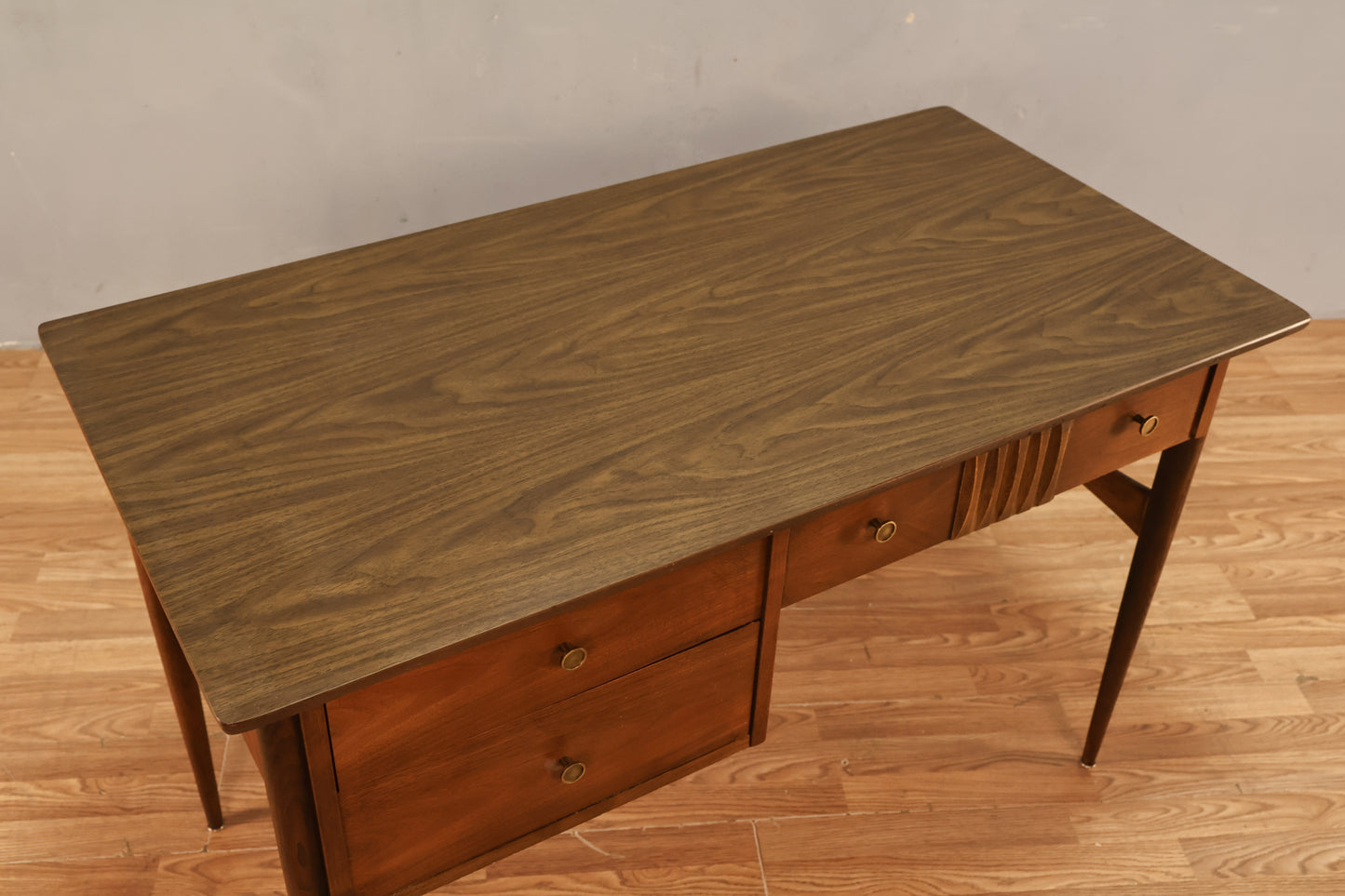 Bassett Walnut & Laminate 3-Drawer Desk - ONLINE ONLY