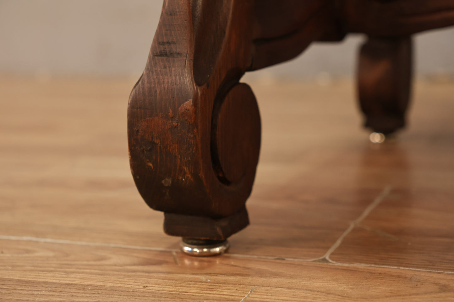 Carved Wood & Leather Side Chair