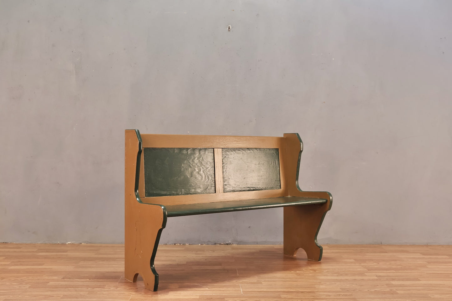 Painted Green & Tan Bench - ONLINE ONLY