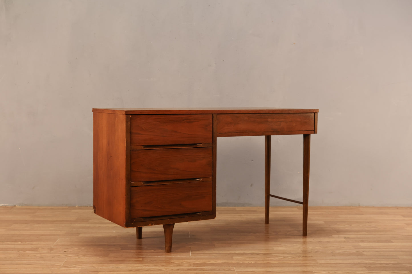 Classic Mid Century Walnut 4-Drawer Desk