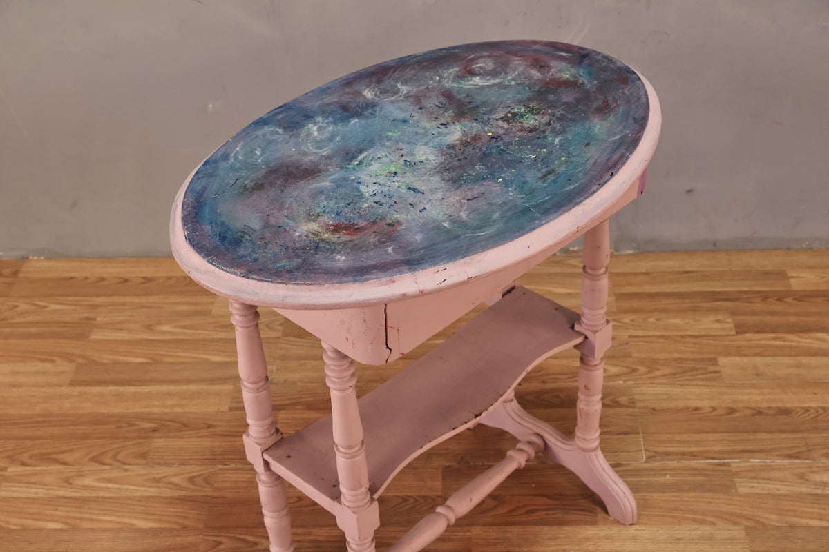 Painted Lilac Oval End Table - ONLINE ONLY