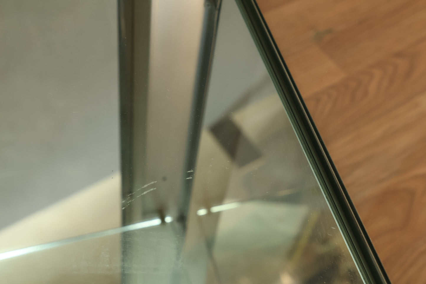Industrial Brushed Nickel & Glass Display Cabinet
