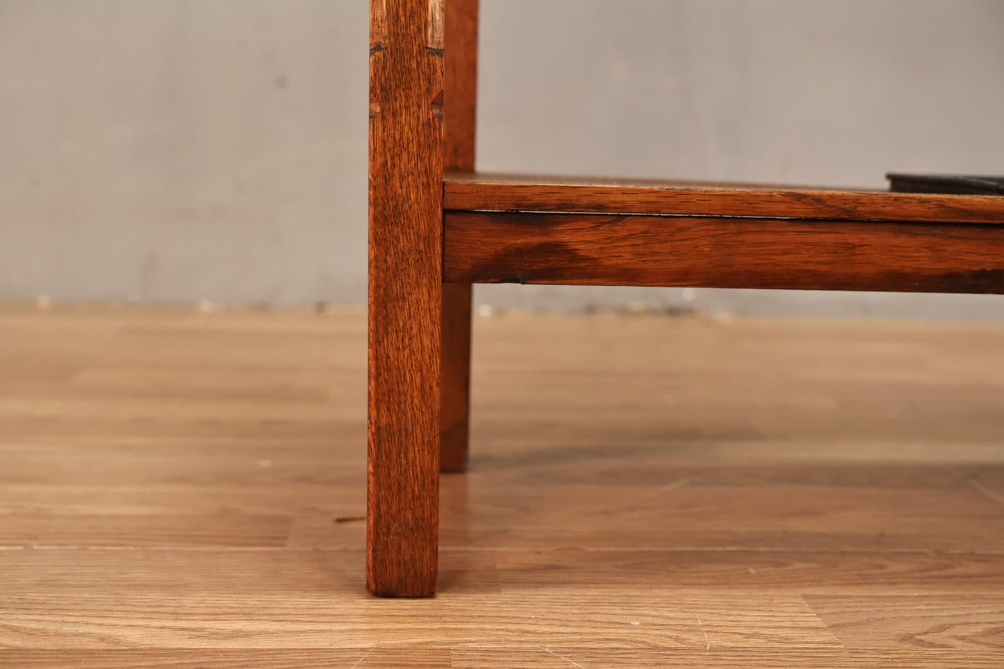 Slim Antique Oak Mirrored Hall Tree