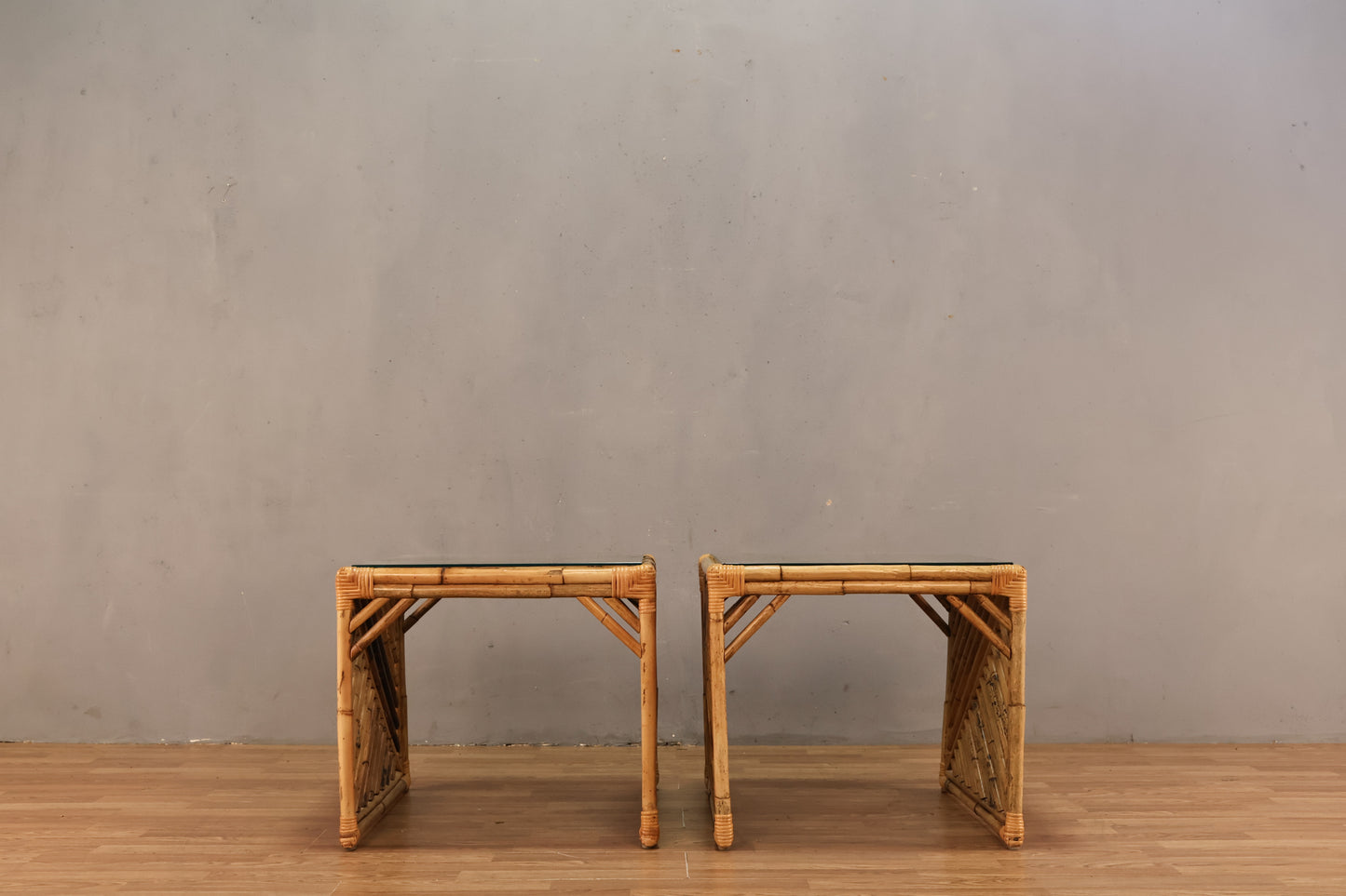 Bamboo & Glass Square End Table - ONLINE ONLY