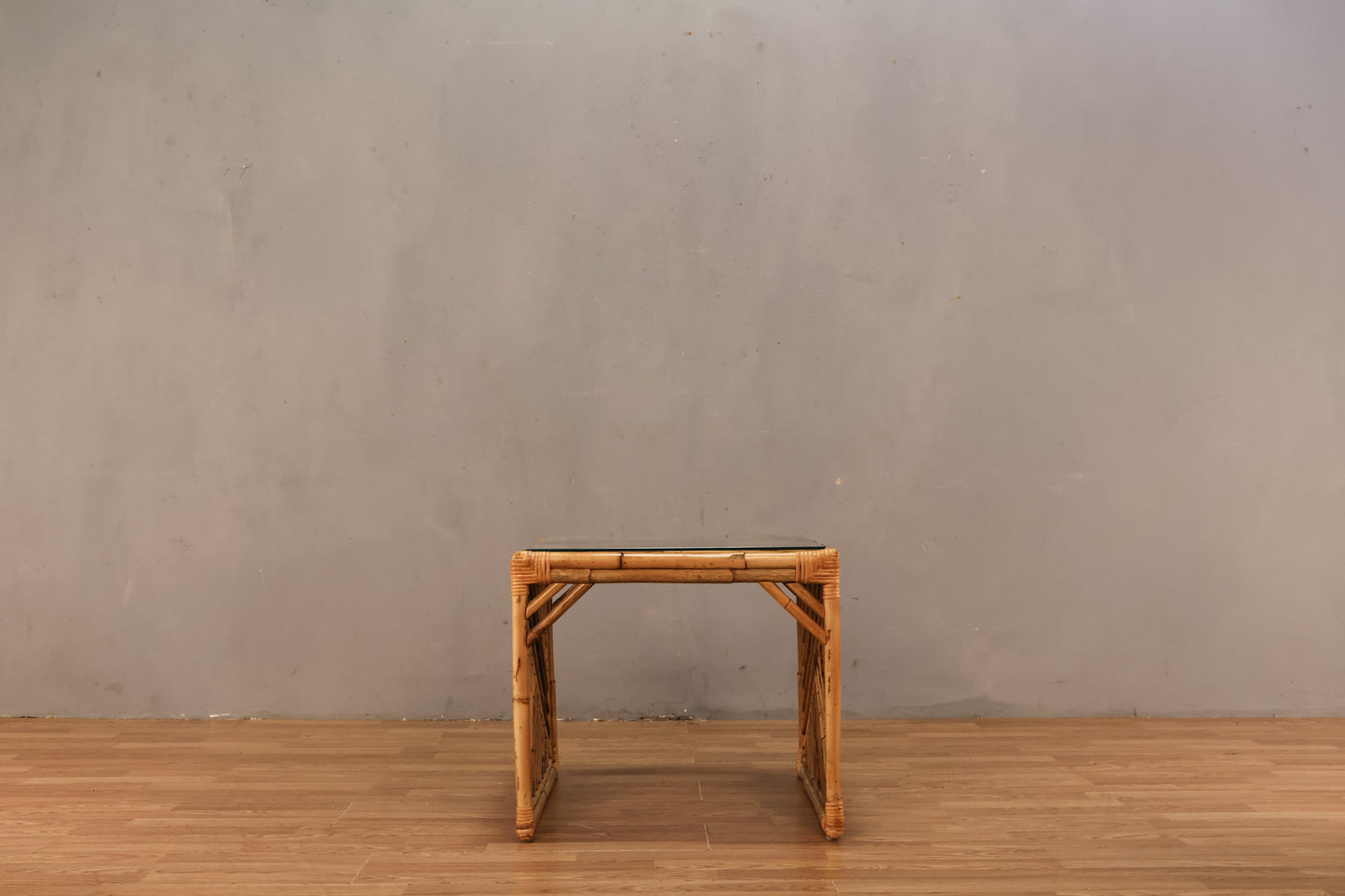 Bamboo & Glass Square End Table - ONLINE ONLY