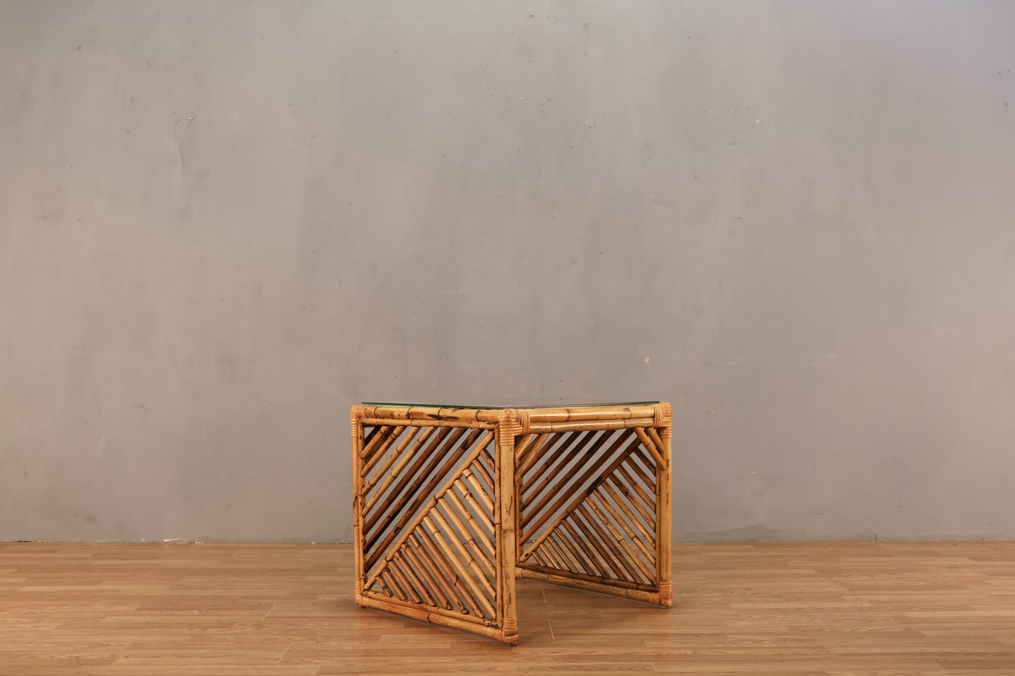 Bamboo & Glass Square End Table - ONLINE ONLY