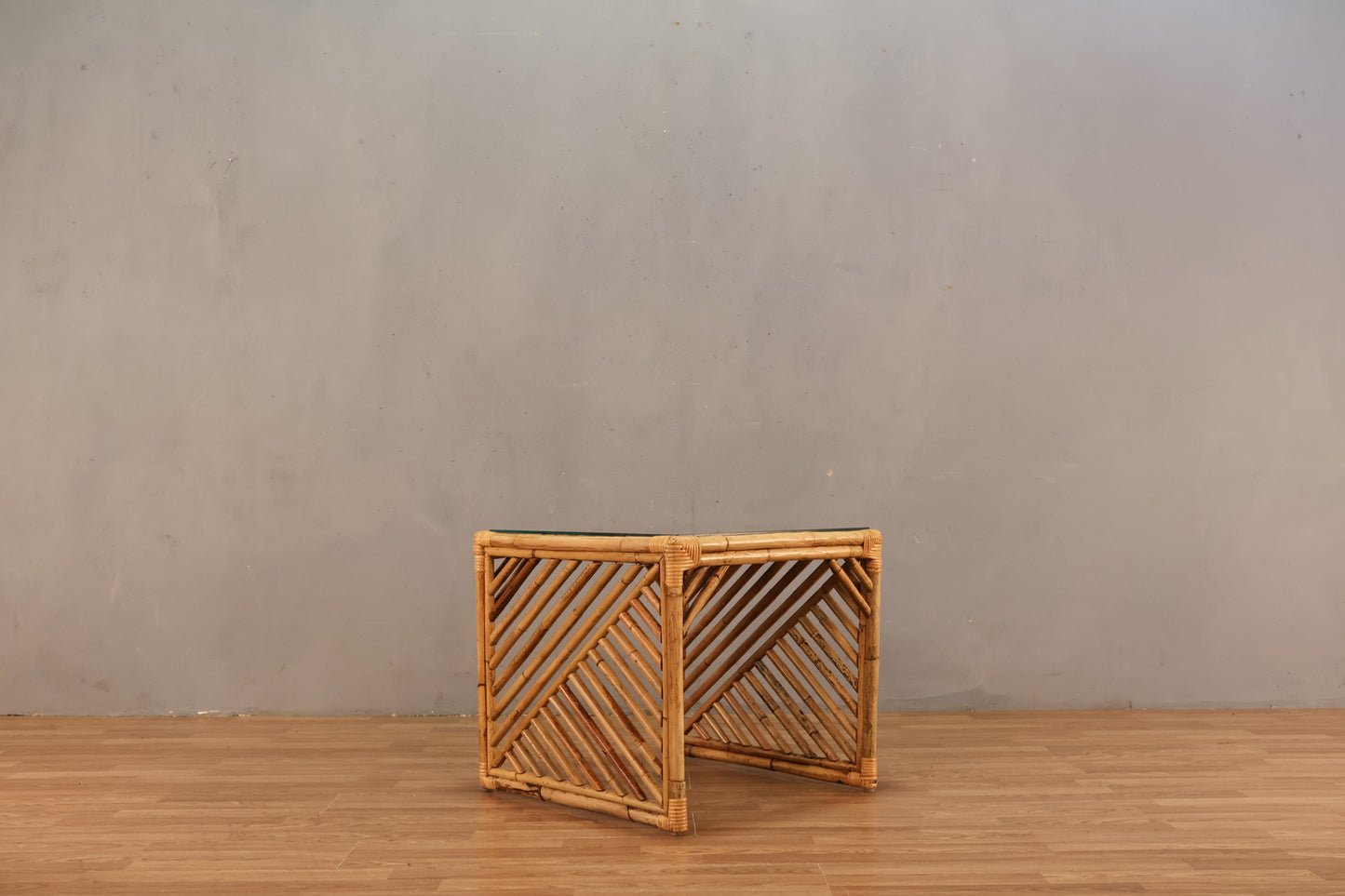 Bamboo & Glass Square End Table - ONLINE ONLY