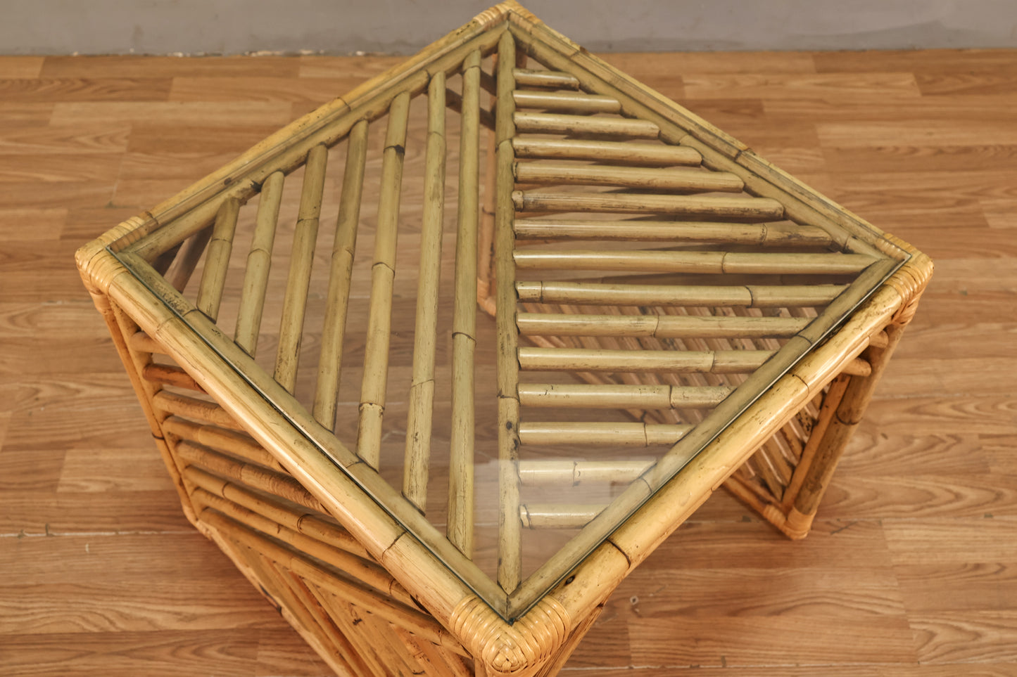 Bamboo & Glass Square End Table - ONLINE ONLY