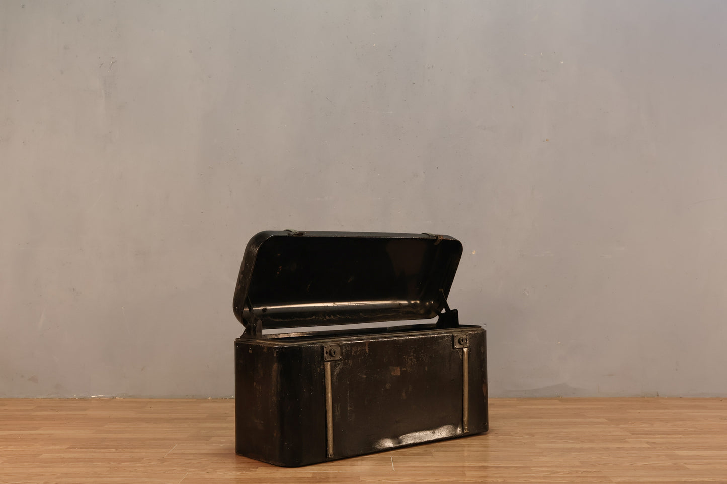 1920s Black Steel Car Trunk