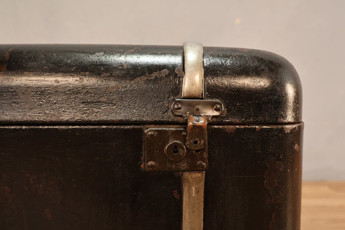 1920s Black Steel Car Trunk