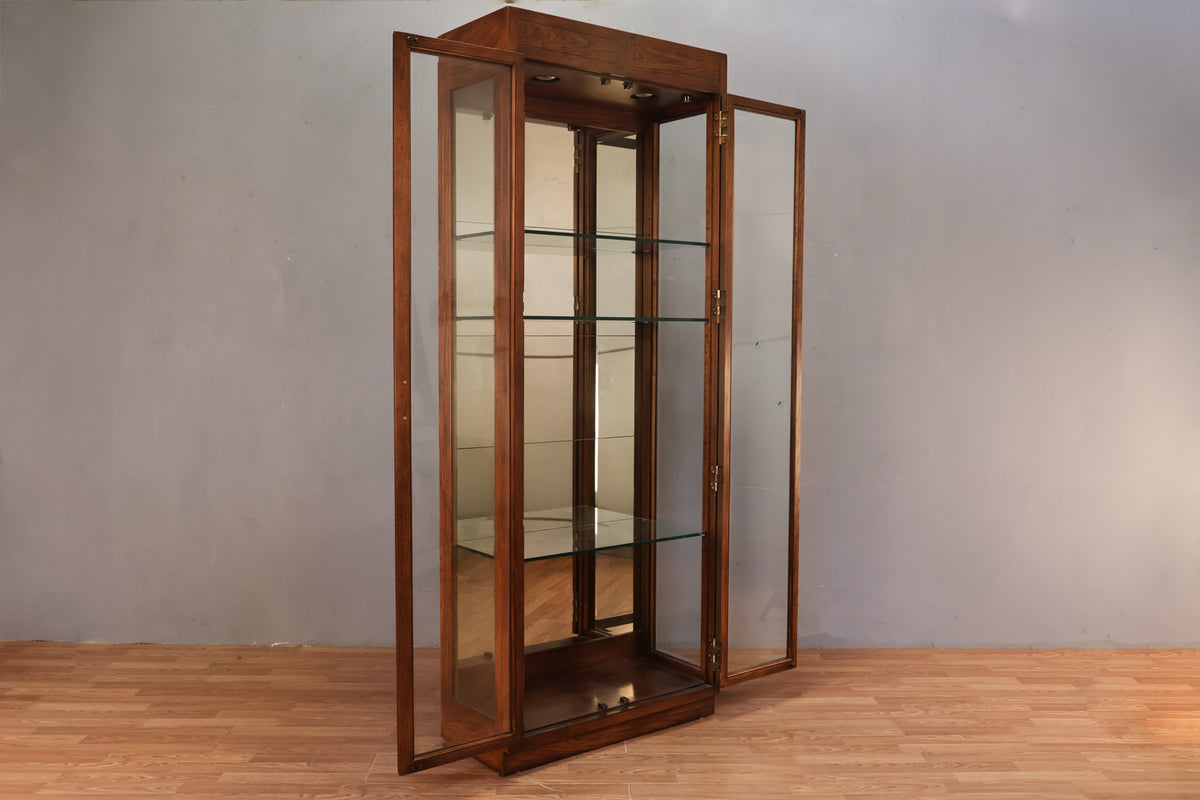 Tall Henredon Oak & Glass Wall Unit - ONLINE ONLY