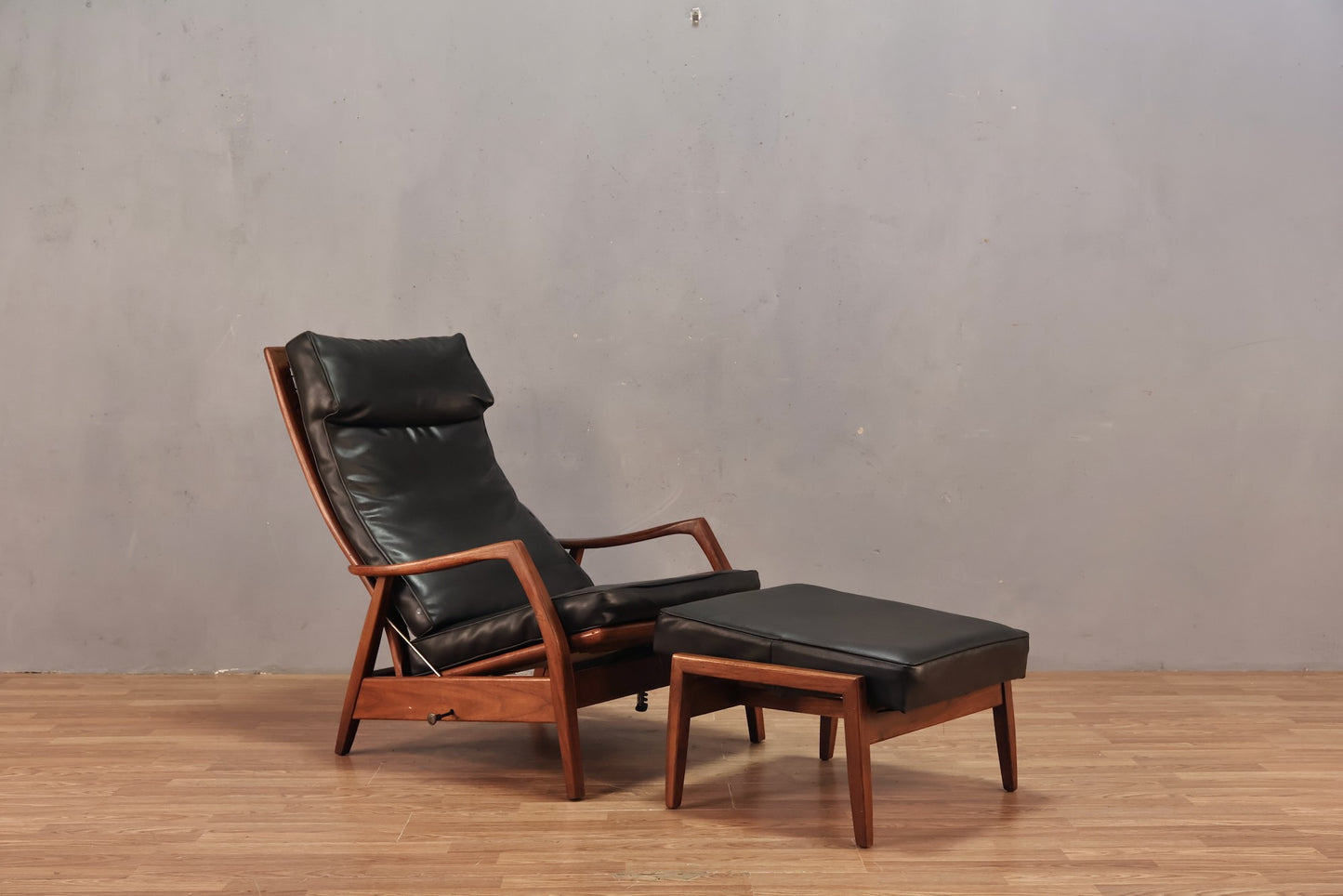 Milo Baughman Black Rock-A-Lounge Chair & Ottoman